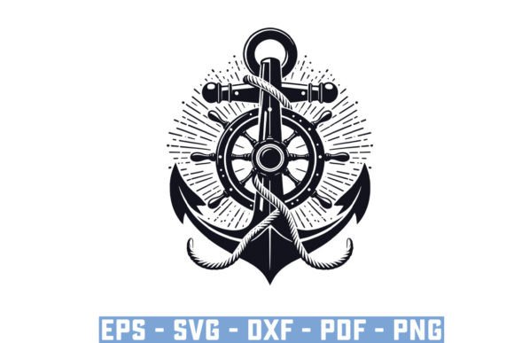 Anchor With Ship Steering Wheel SVG Guide