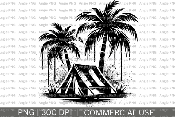 Camping Tent on Beach Clipart Vector