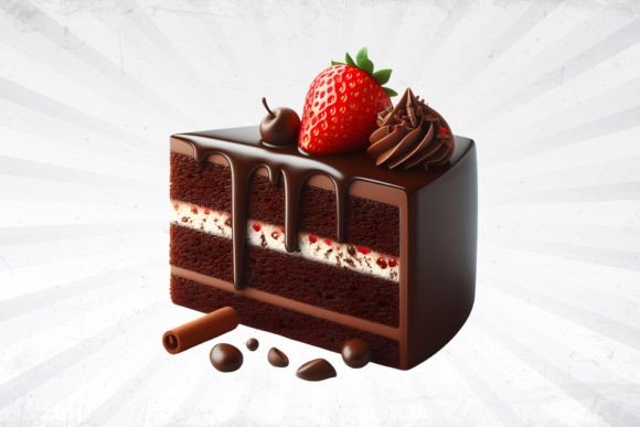 Chocolate Cake Slice Isolated Image Guide