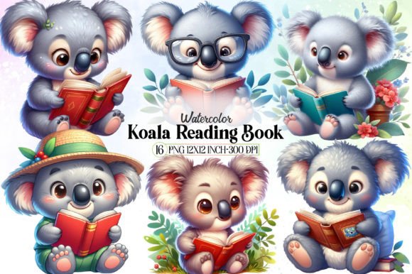 Cute Koala Reading Book Sublimation Ideas