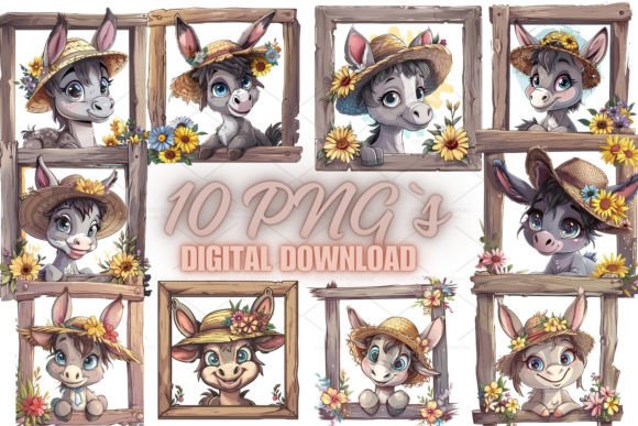Donkey Frame Clipart for Creative Craft Projects