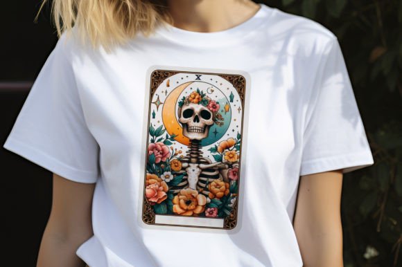 Floral Skeleton Tarot Card Clipart for Creatives