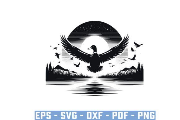 Flying Mallard Duck Silhouette Vector Files