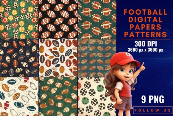 Football Digital Papers Patterns for Creative Projects