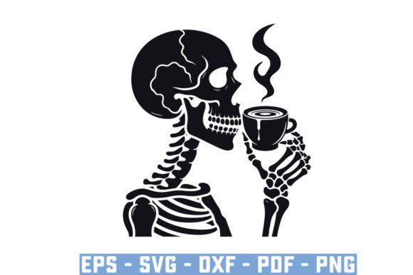Funny Coffee Drinking Skeleton Skull SVG: A Surprisingly Versatile Design for Creators and Small Business Owners