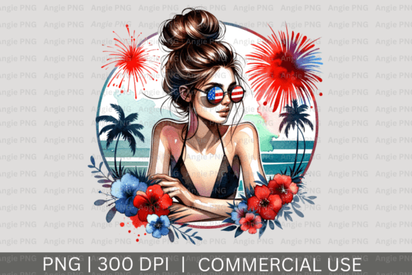 Messy Bun 4th of July PNG Clipart: A Creative Asset