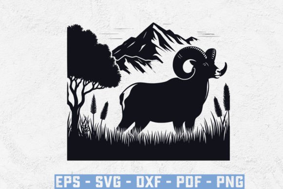 Mountain Big Horn Sheep Silhouette SVG for Creative Projects
