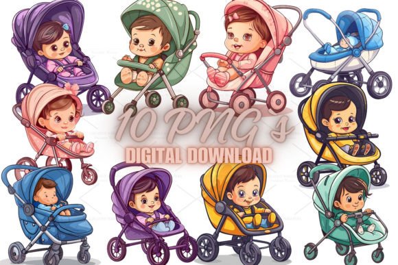 Stroller with Baby Clipart, PNG 5S-1: A Complete Guide to Creative Crafting with Watercolor Illustrations