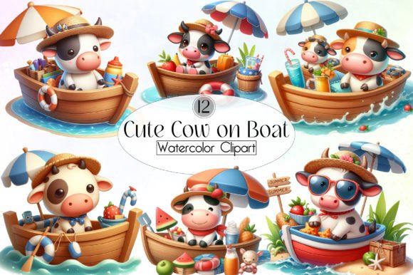 The Rising Trend of Cute Cow on Boat Summer Clipart in Digital Design