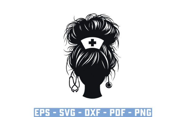 Unlock Creative Possibilities with Messy Bun Nurse Face Silhouette Files