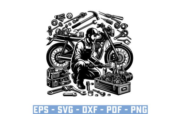 Vintage Moto Mechanic SVG Vector Files