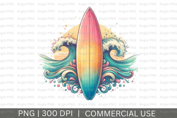 Vintage Pastel Surfboard PNG Clipart
