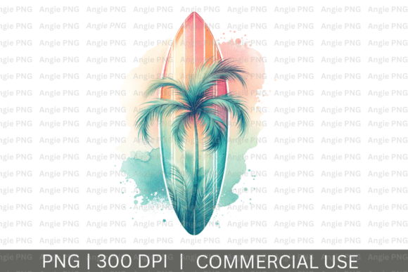 Watercolor Pastel Surfboard PNG Clipart: A Versatile Digital Design Resource
