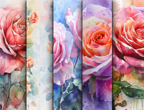Watercolor Rose Flowers Background: Elevate Your Design Projects with Botanical Elegance