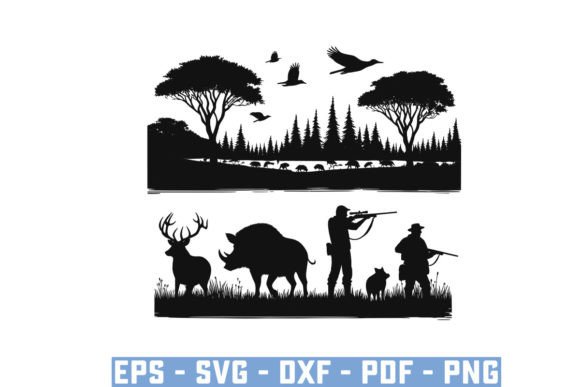 Wild Boar Hunter Pig Silhouette Bundle
